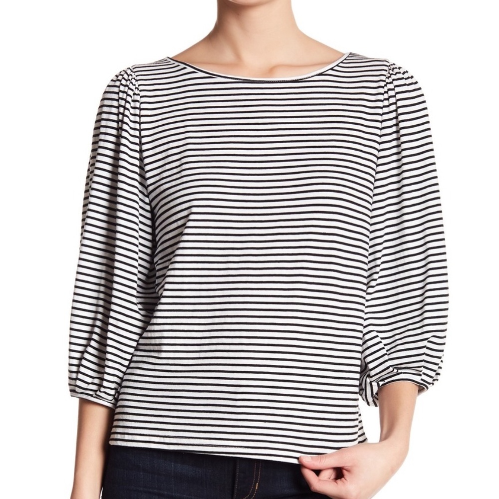 14th & Union Striped Balloon Sleeve Top